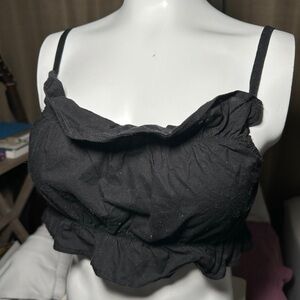 Black Ruffled Crop Top